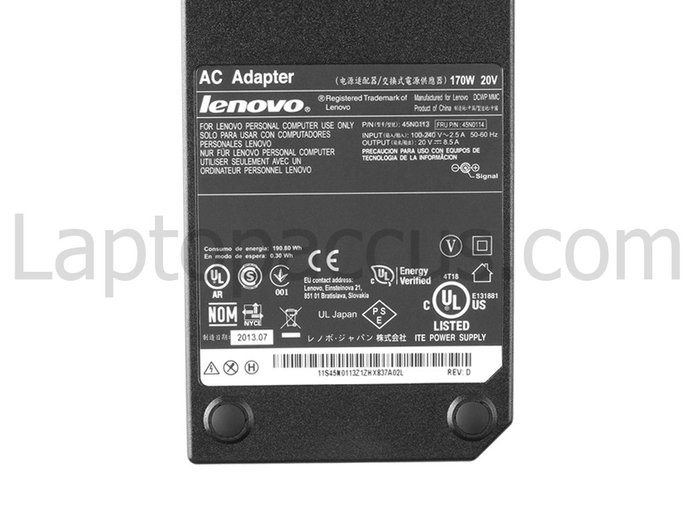 170W Lenovo 42T5093 Adapter Voeding Oplader + Gratis Koord