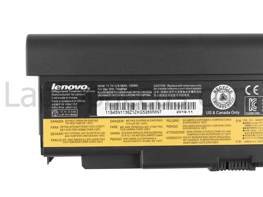 100Whr Lenovo 45N1779 Accu Batterij