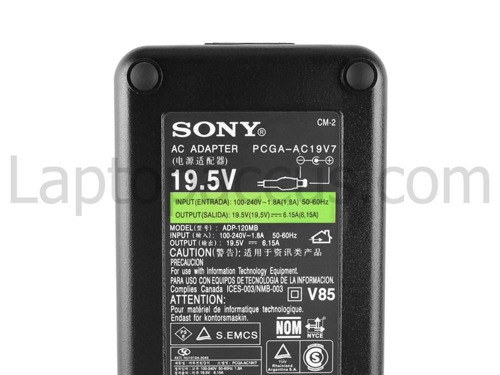 120W voor Sony Vaio PCG-FRV30 PCG-FRV31 Adapter Oplader + Gratis Netsnoer