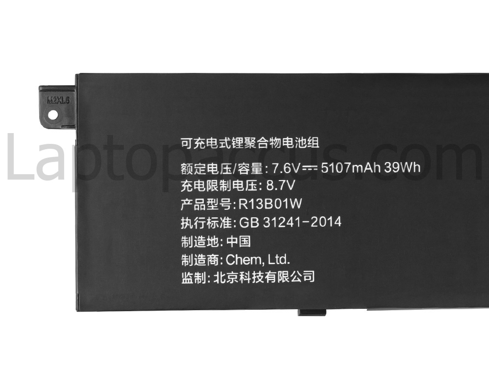 Origineel 7.6V 5107mAh 39Wh Xiaomi Mi Air 13.3 Accu Batterij